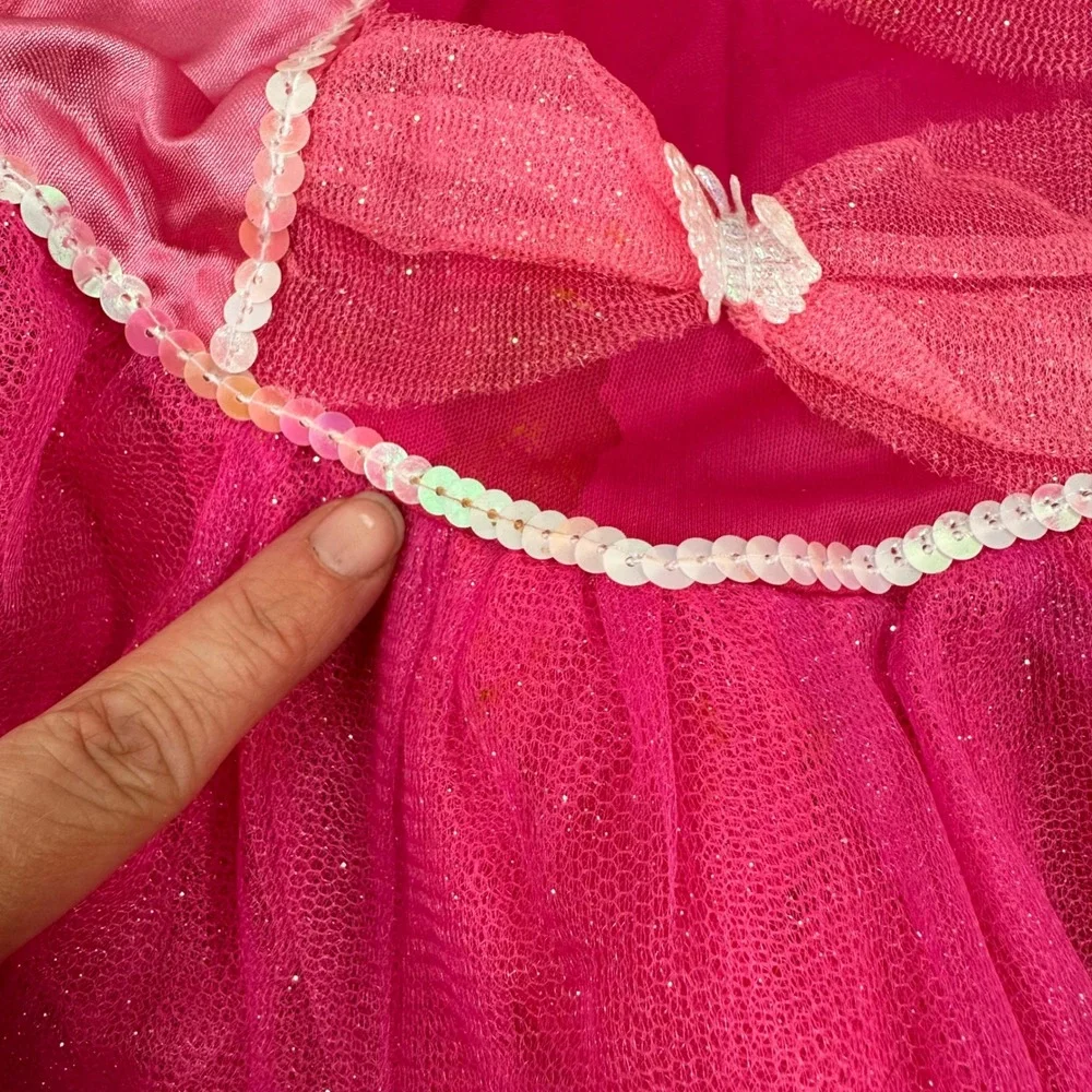 Halloween Butterfly Kisses Costume Girl Small 4-6 3pc Dress Wings Pink Modern